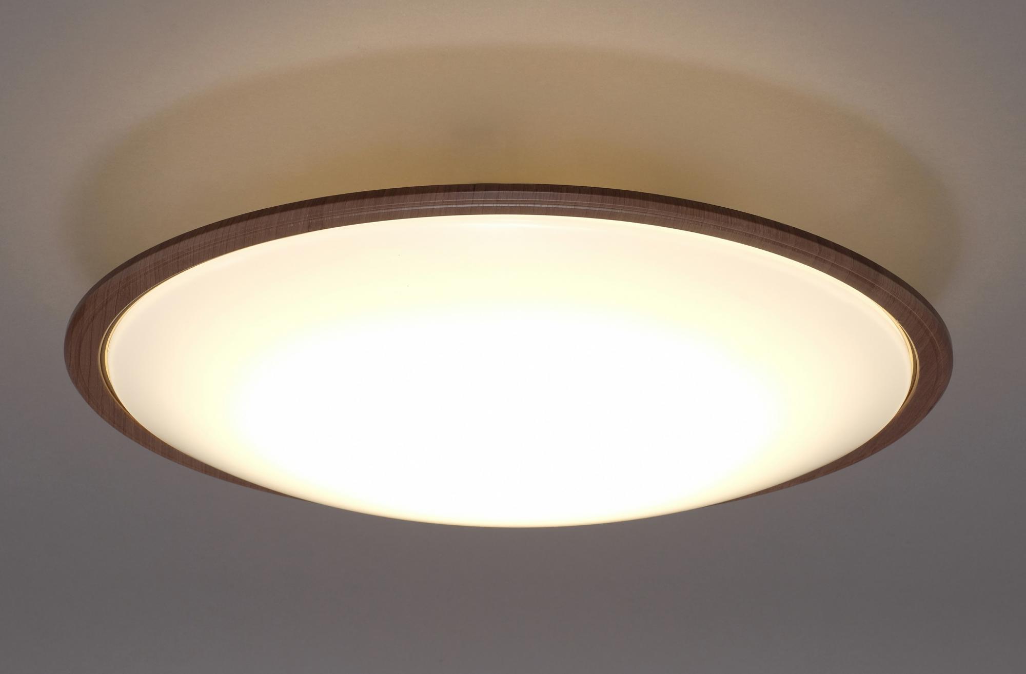 【アイリスオーヤマ】LEDシーリングライト 12畳調色　φ586×120mm　ウォールナット