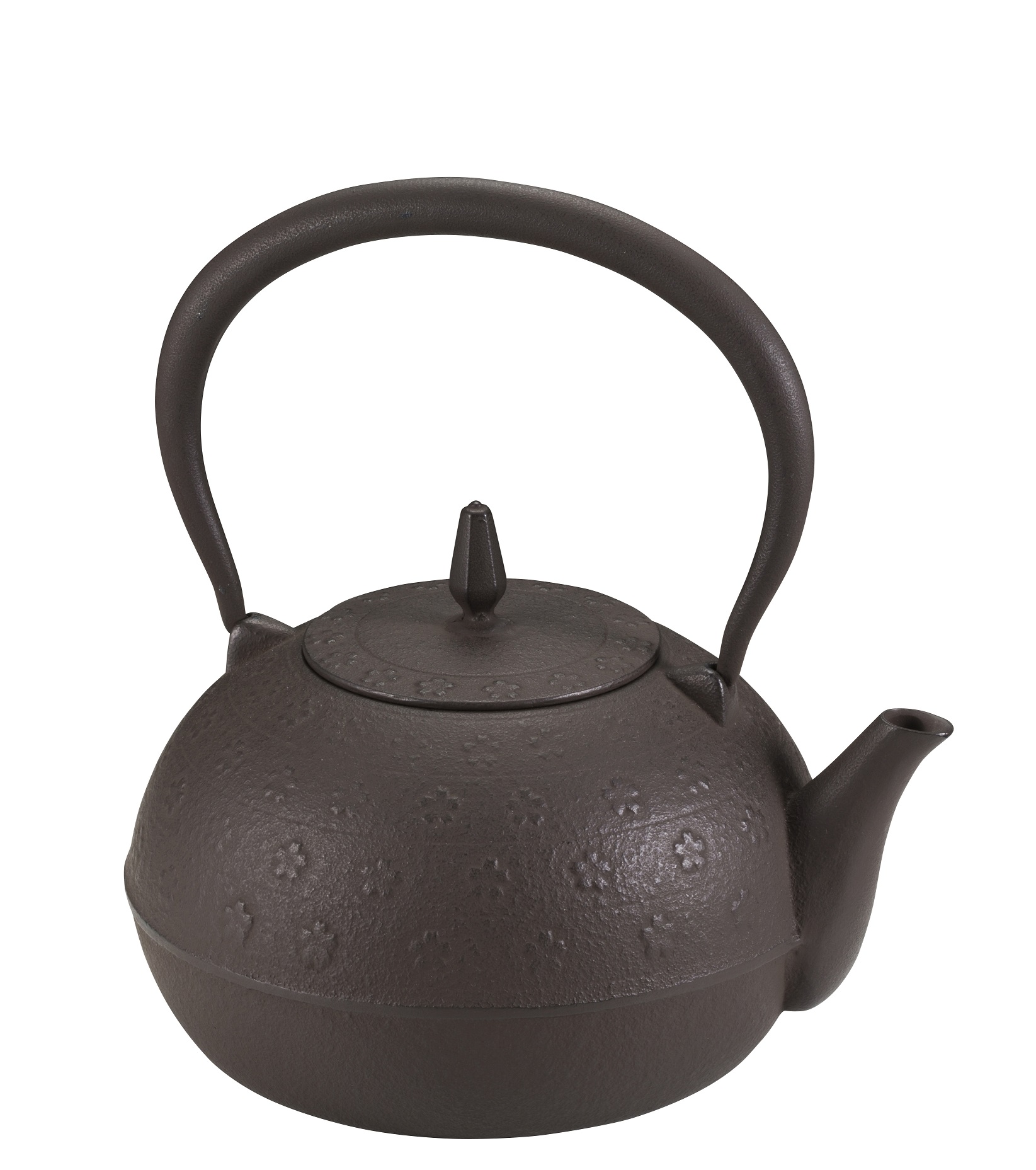 【南部池永】鉄瓶　梔子さくら文様　茶　Φ１５×Ｈ１８ｃｍ　満水容量　約１．２Ｌ　茶