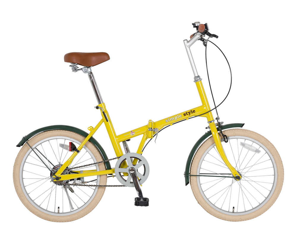 【KCD】20型折りたたみ自転車　シンプルスタイル　使用時/約143×53×高さ101cm　ハーヴェストイエロー