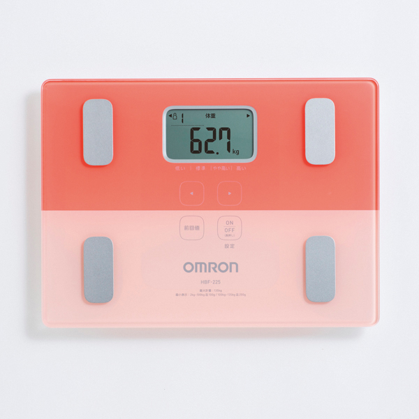 【オムロン】体重体組成計　約幅28.5×奥21×高さ2.8cm　ピンク