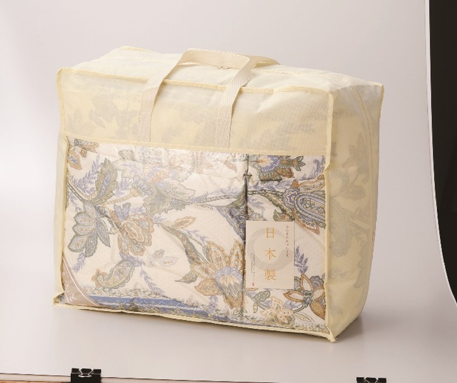 【大阪府】日本製　羽毛合い掛け布団　約150×210cm　　ブルー