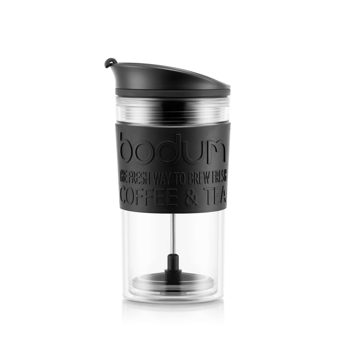 【bodum】 トラベルプレス 携帯用フレンチプレスコーヒーメーカー マグ用リッド付き ブラック タンブラー フィルター