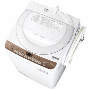 シャープ EST713 穴なしステンレス槽 全自動洗濯機 7Kg ブラウン系